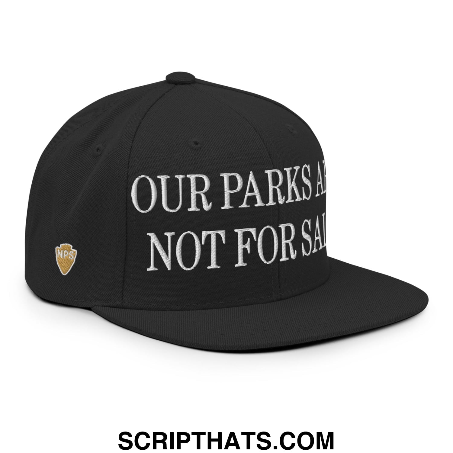 Our Parks Are Not For Sale NPS US Flag Embroidered Flat Brim Snapback Hat Black