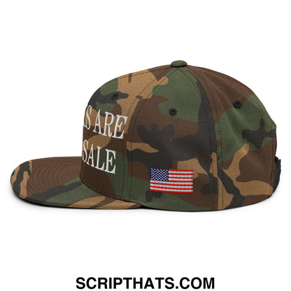 Our Parks Are Not For Sale NPS US Flag Embroidered Flat Brim Snapback Hat Green Camo