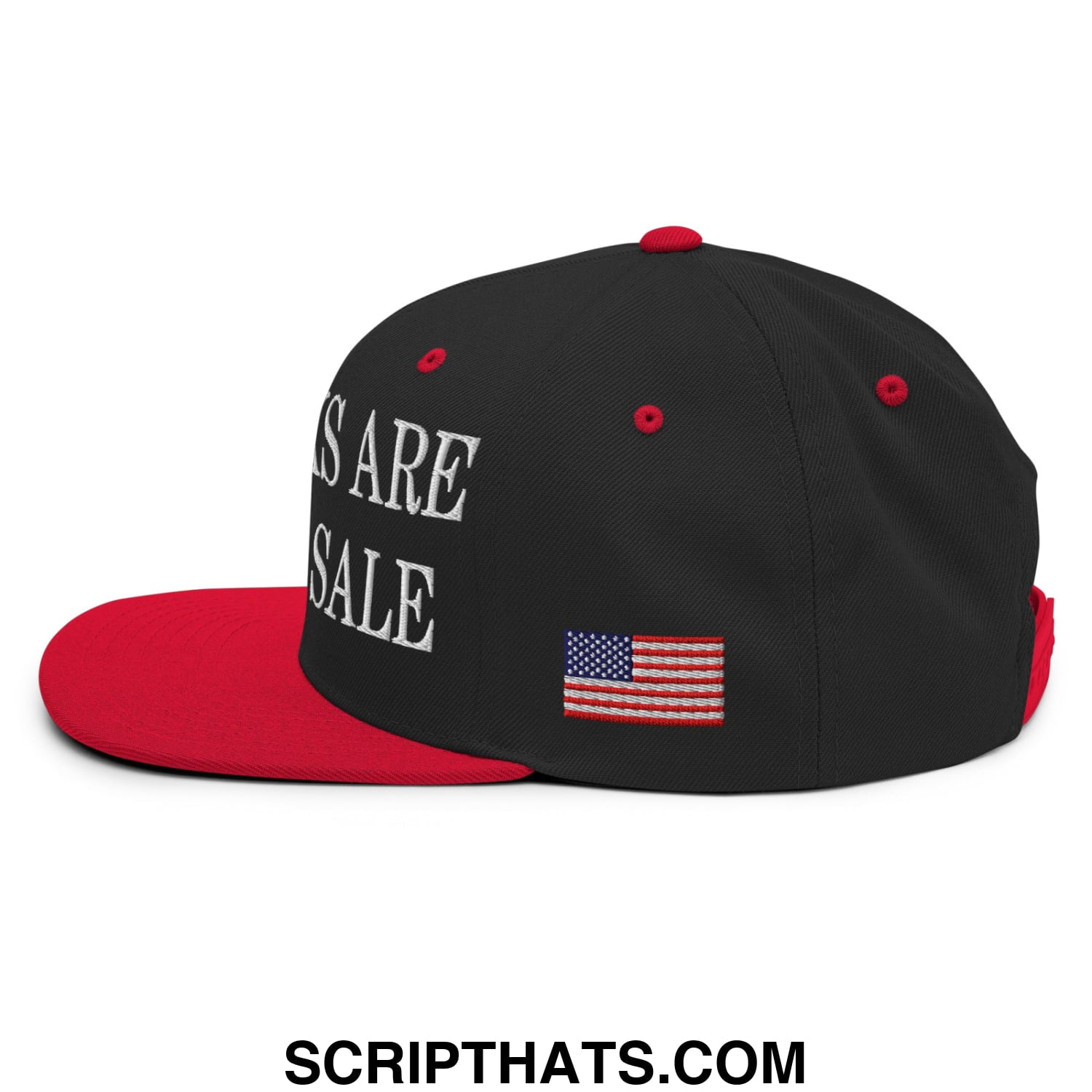 Our Parks Are Not For Sale NPS US Flag Embroidered Flat Brim Snapback Hat Black Red