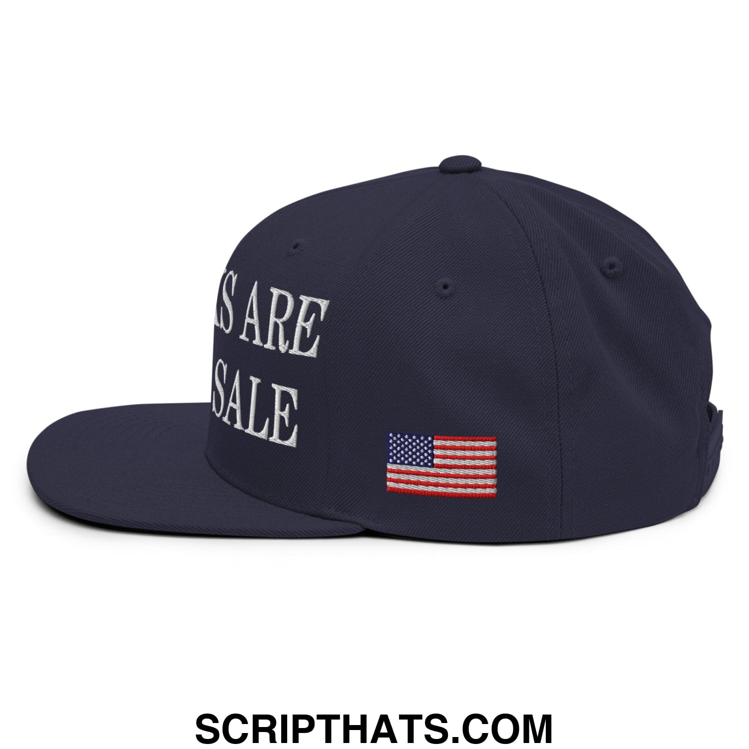 Our Parks Are Not For Sale NPS US Flag Embroidered Flat Brim Snapback Hat Navy