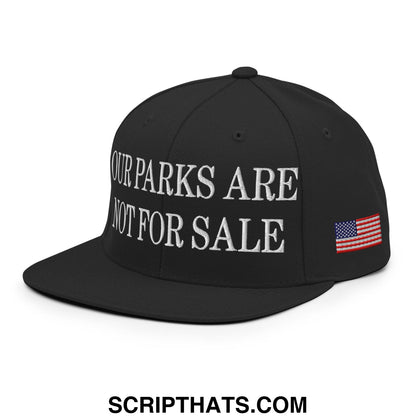 Our Parks Are Not For Sale NPS US Flag Embroidered Flat Brim Snapback Hat Black