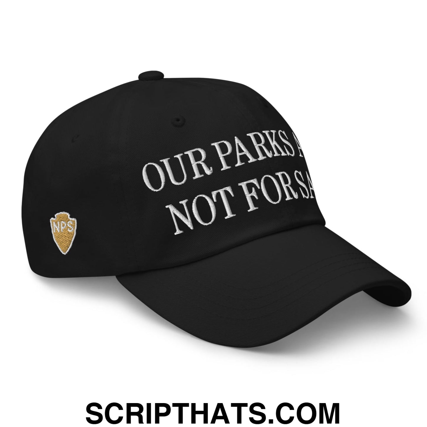 Our Parks Are Not For Sale NPS US Flag Embroidered Unstructured Dad Hat Black