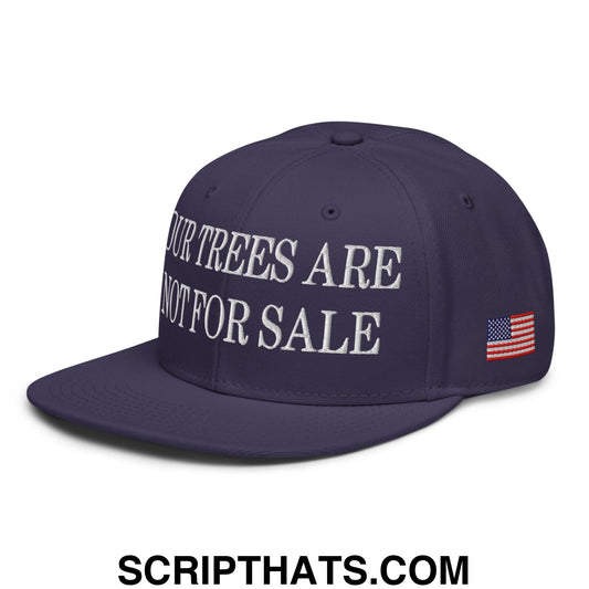Our Trees Are Not For Sale USFS US Flag Embroidered Flat Bill Snapback Hat Navy blue