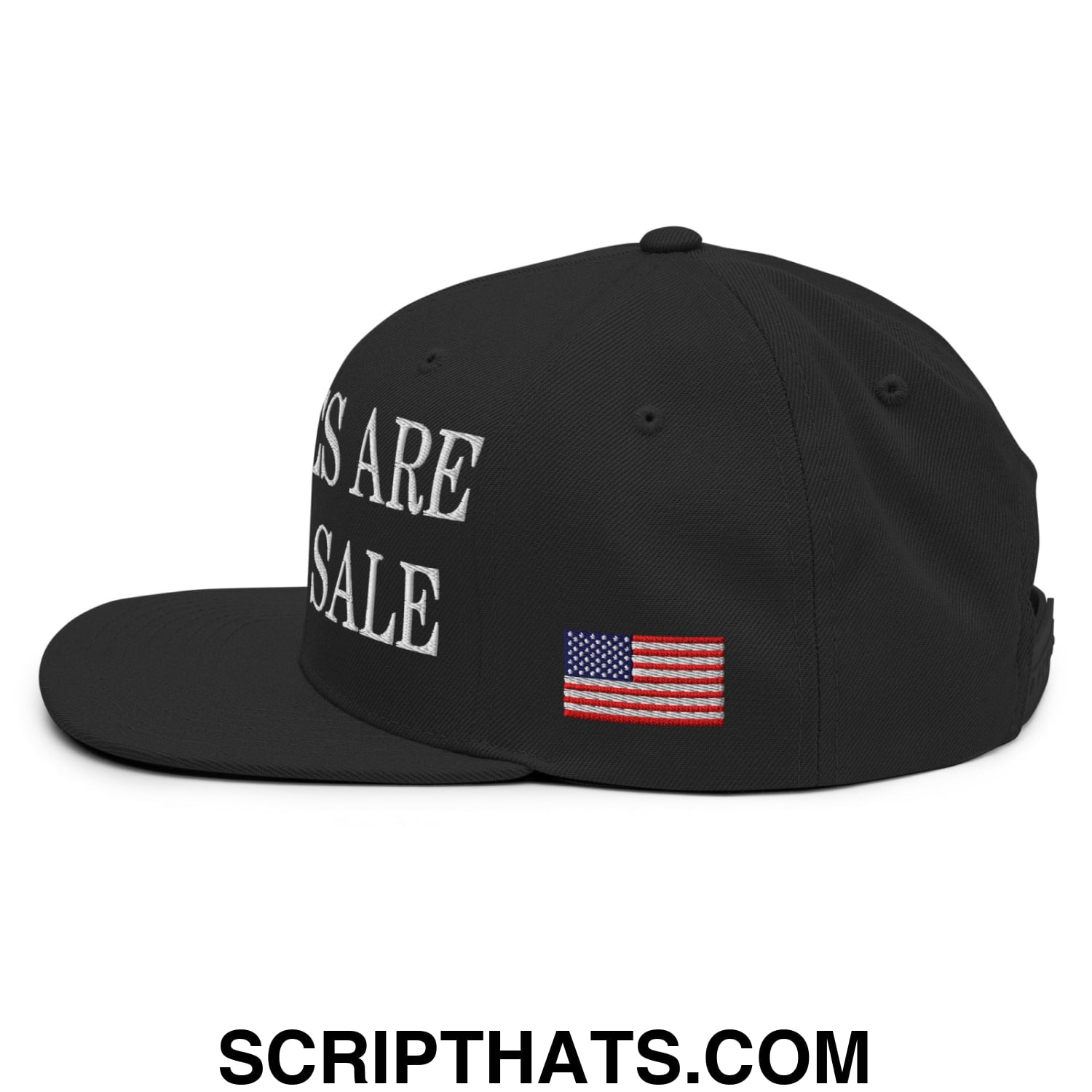 Our Trees Are Not For Sale USFS US Flag Embroidered Flat Brim Snapback Hat Black