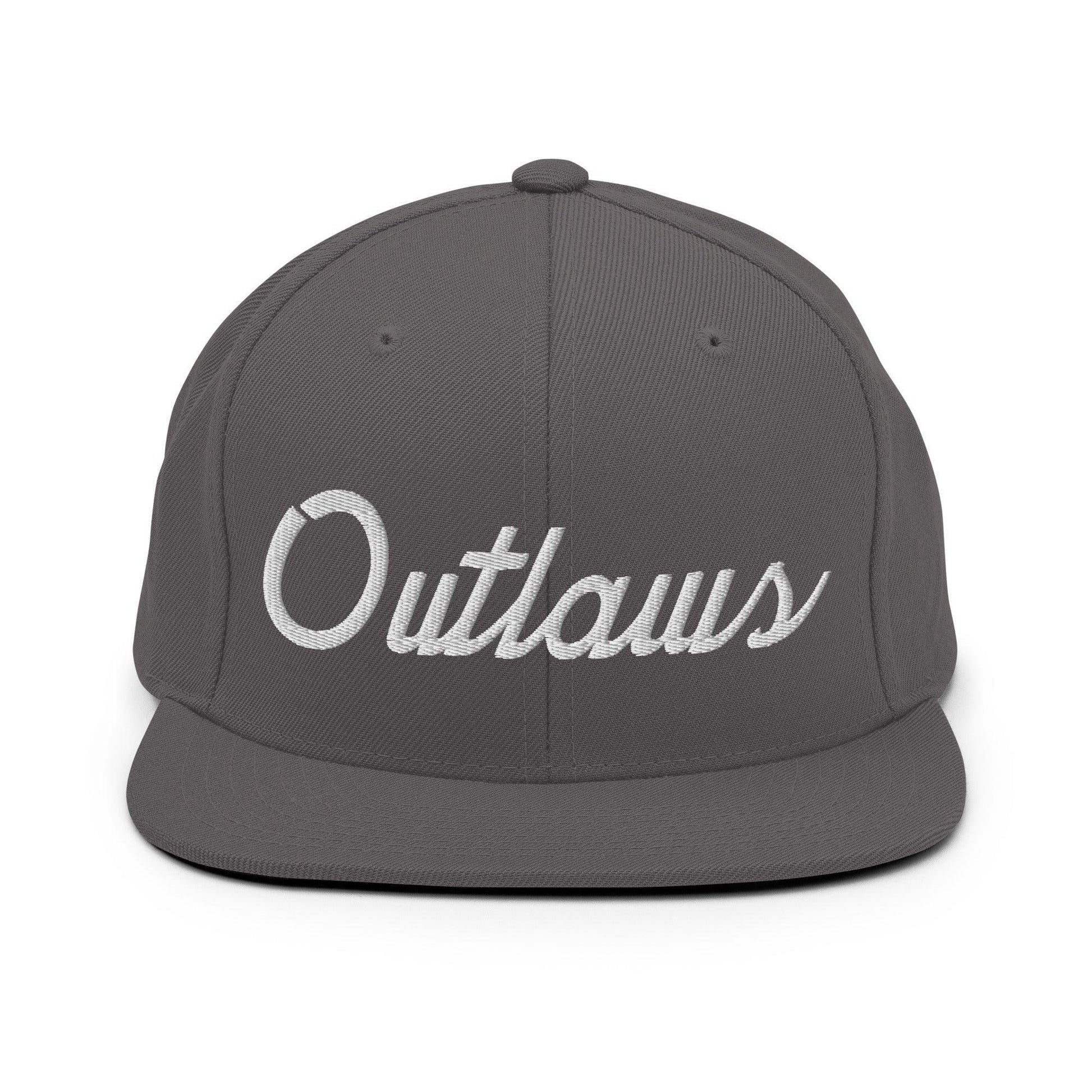 Outlaws School Mascot Script Snapback Hat Dark Grey