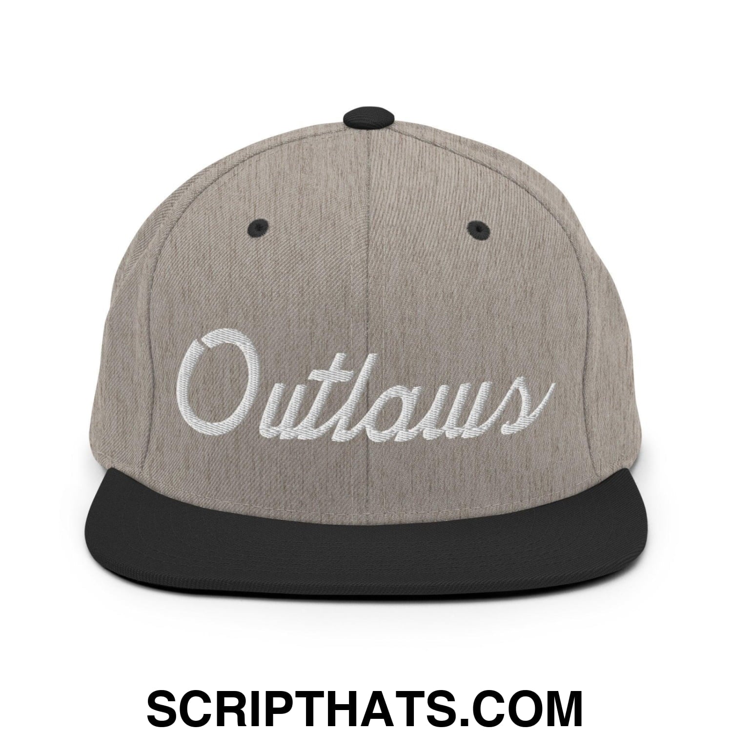 Outlaws School Mascot Script Snapback Hat Heather Black