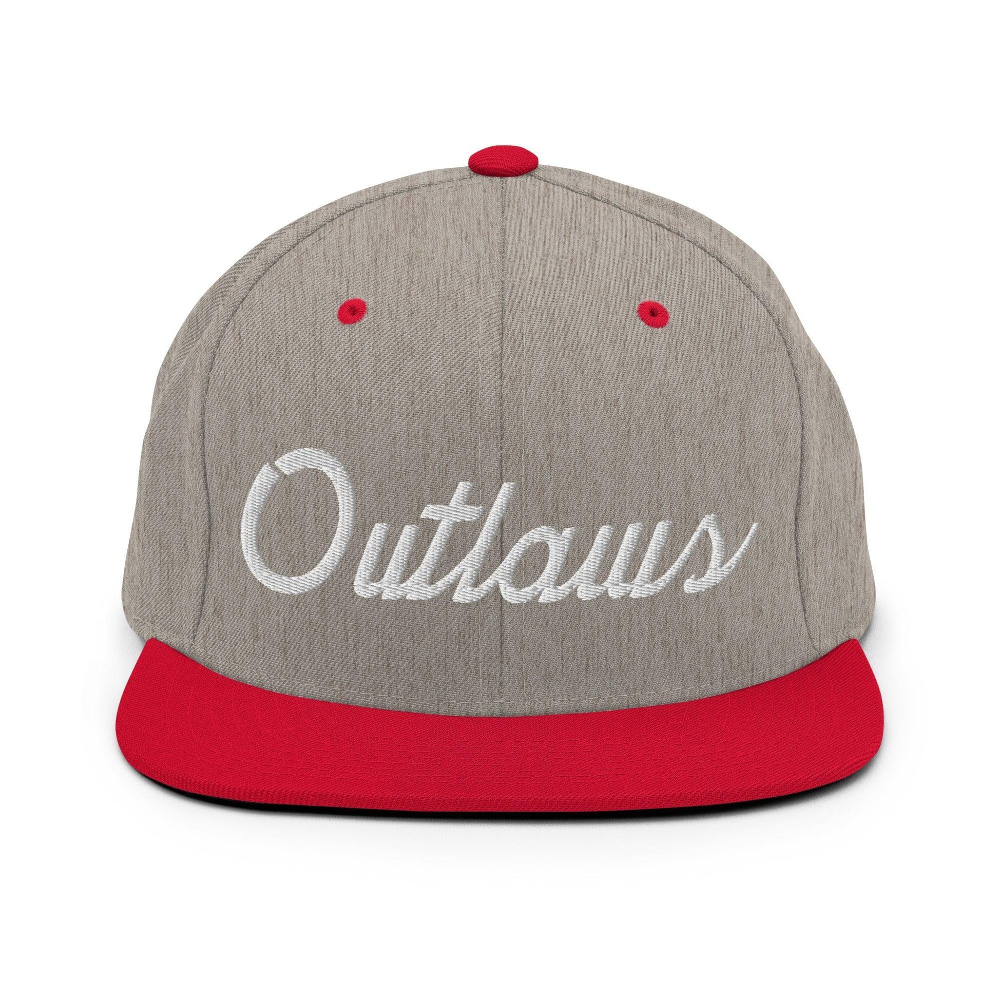 Outlaws School Mascot Script Snapback Hat Heather Grey Red