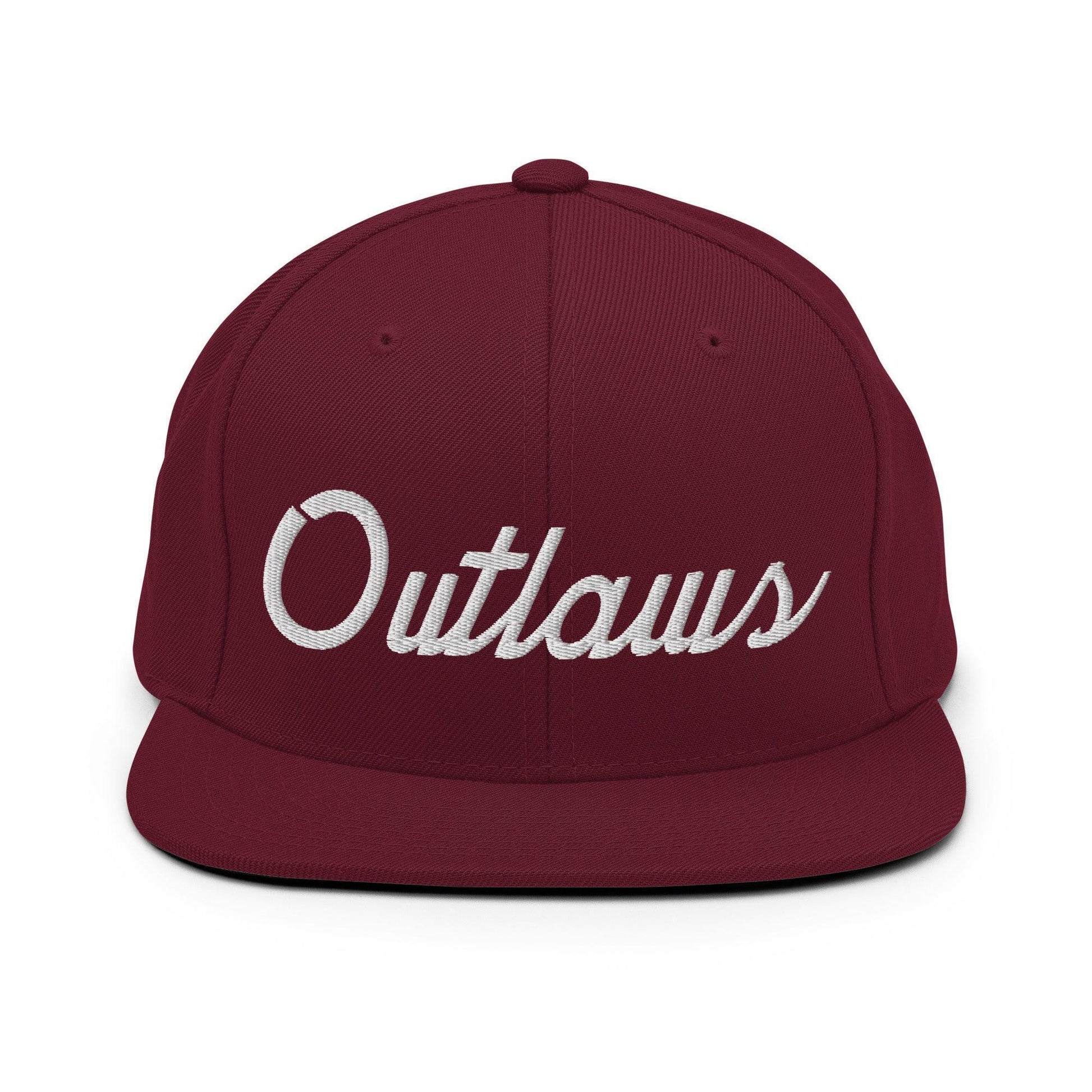 Outlaws School Mascot Script Snapback Hat Maroon