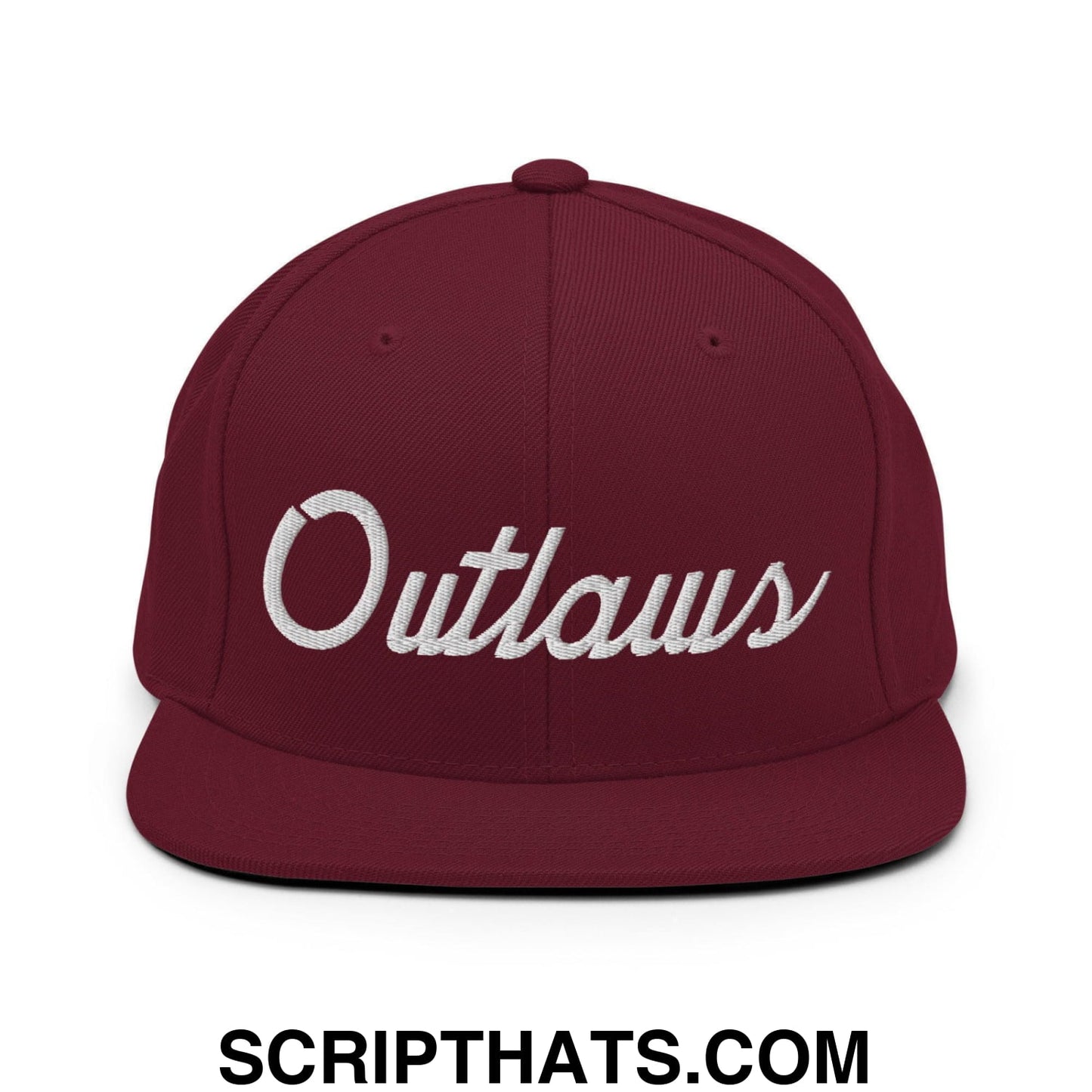 Outlaws School Mascot Script Snapback Hat Maroon