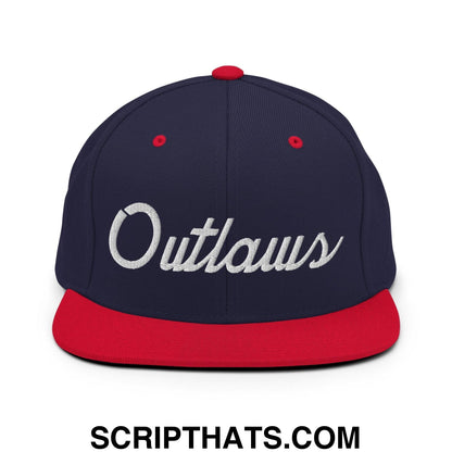 Outlaws School Mascot Script Snapback Hat Navy Red