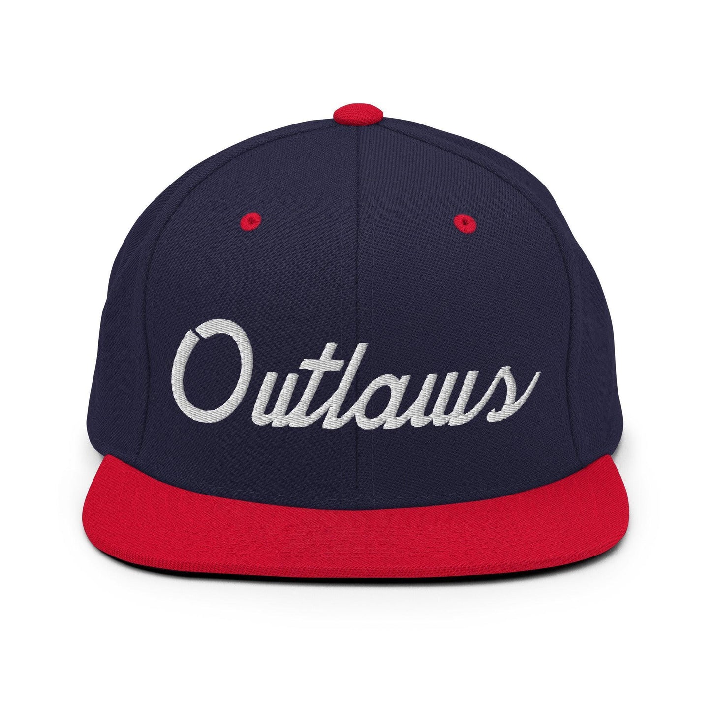 Outlaws School Mascot Script Snapback Hat Navy Red