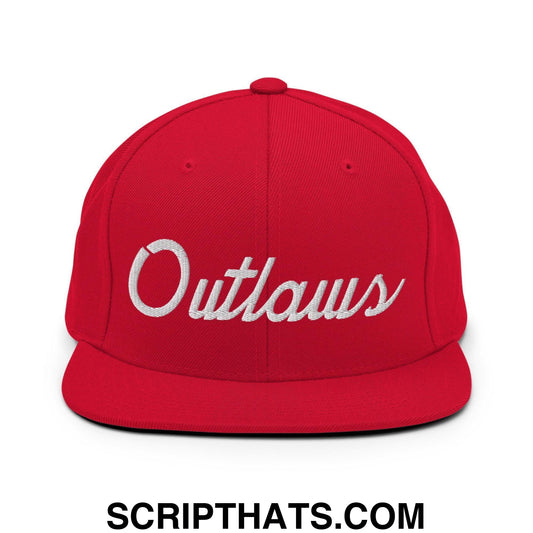 Outlaws School Mascot Script Snapback Hat Red