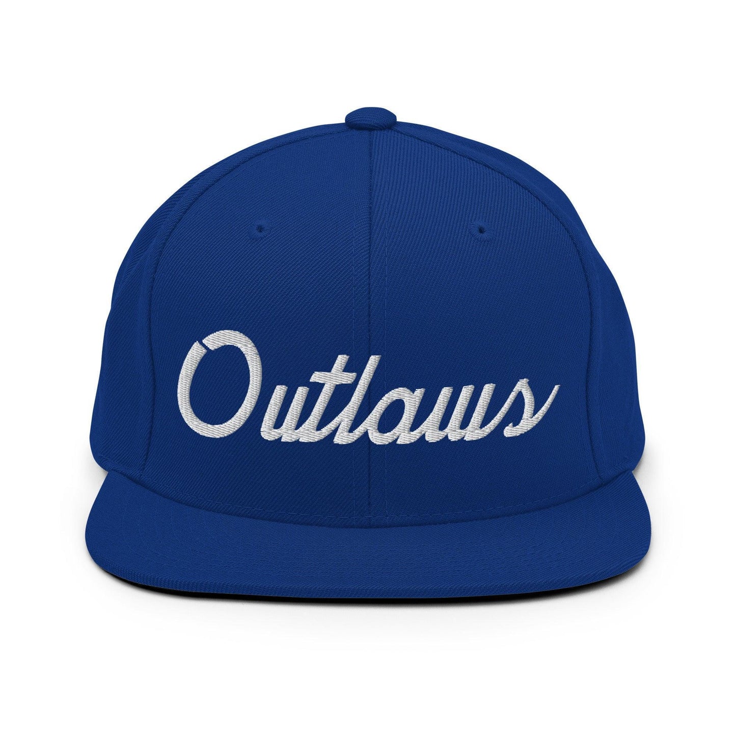 Outlaws School Mascot Script Snapback Hat Royal Blue