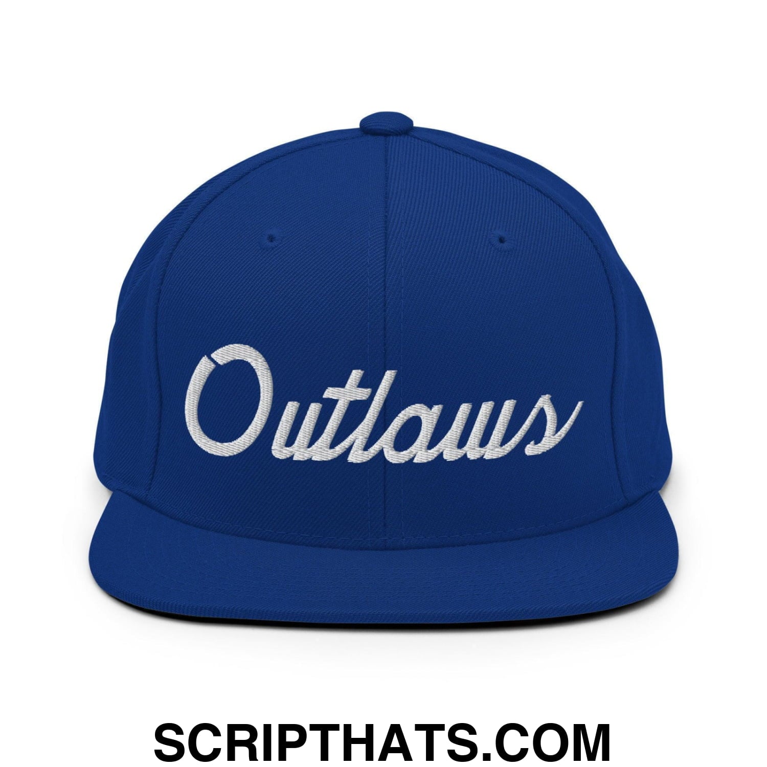 Outlaws School Mascot Script Snapback Hat Royal Blue