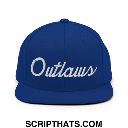 Outlaws School Mascot Script Snapback Hat Royal Blue