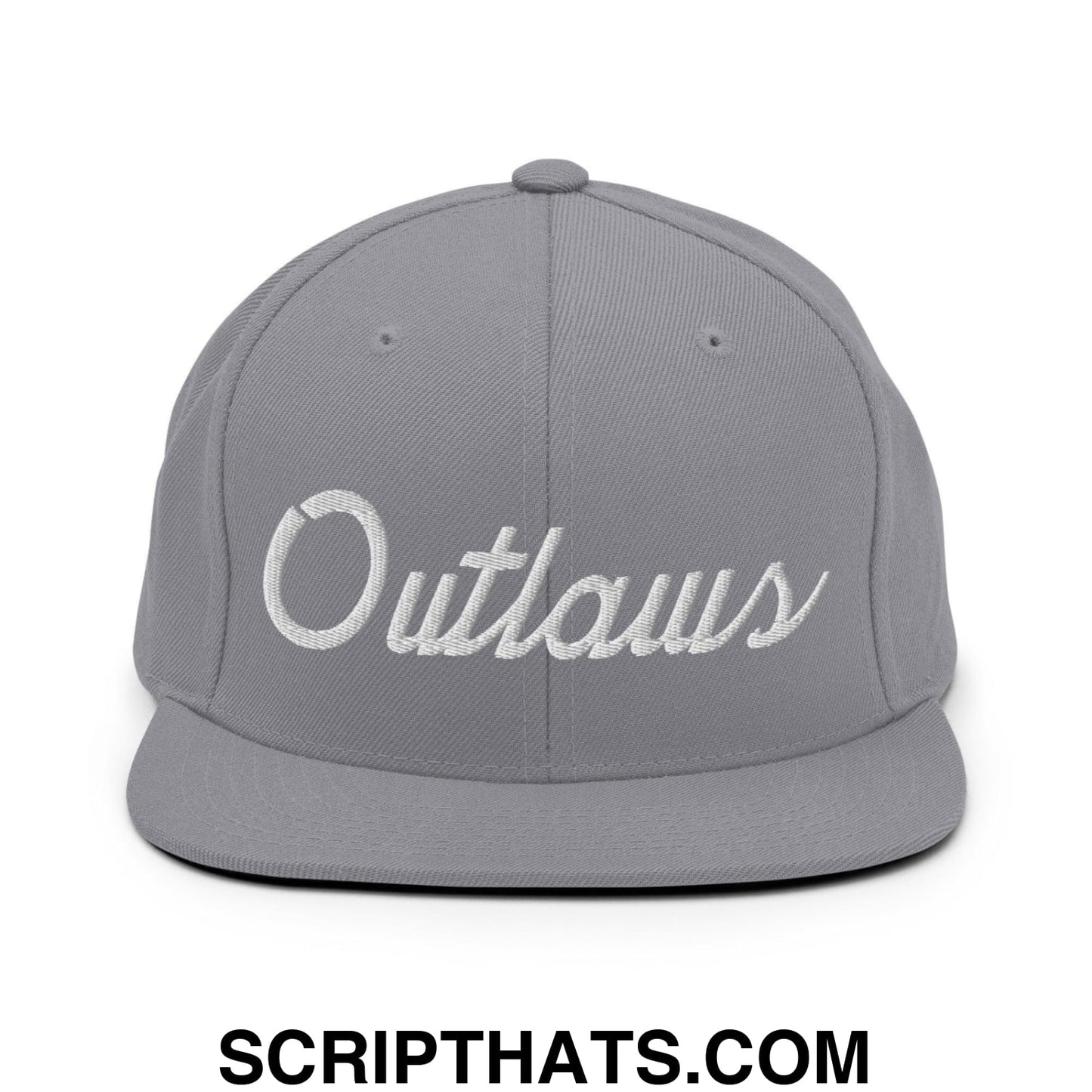 Outlaws School Mascot Script Snapback Hat Silver