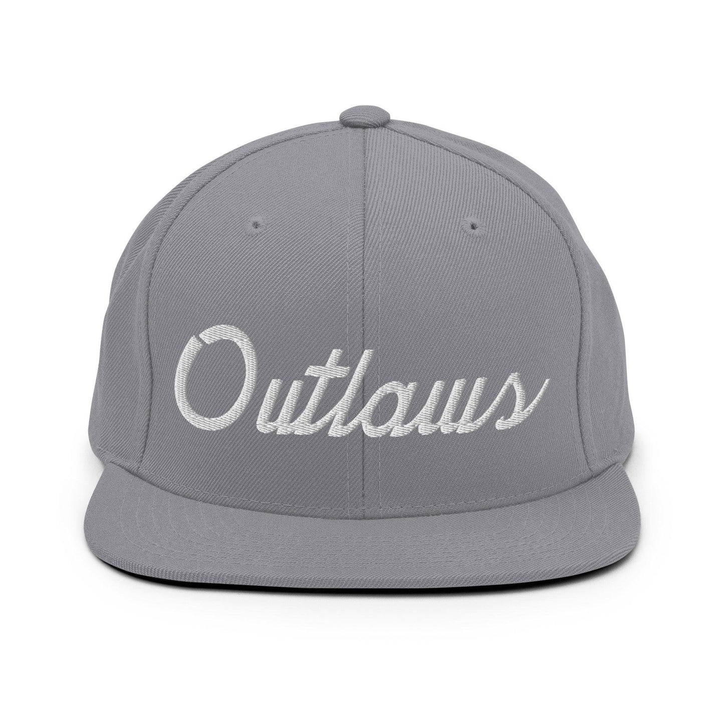 Outlaws School Mascot Script Snapback Hat Silver