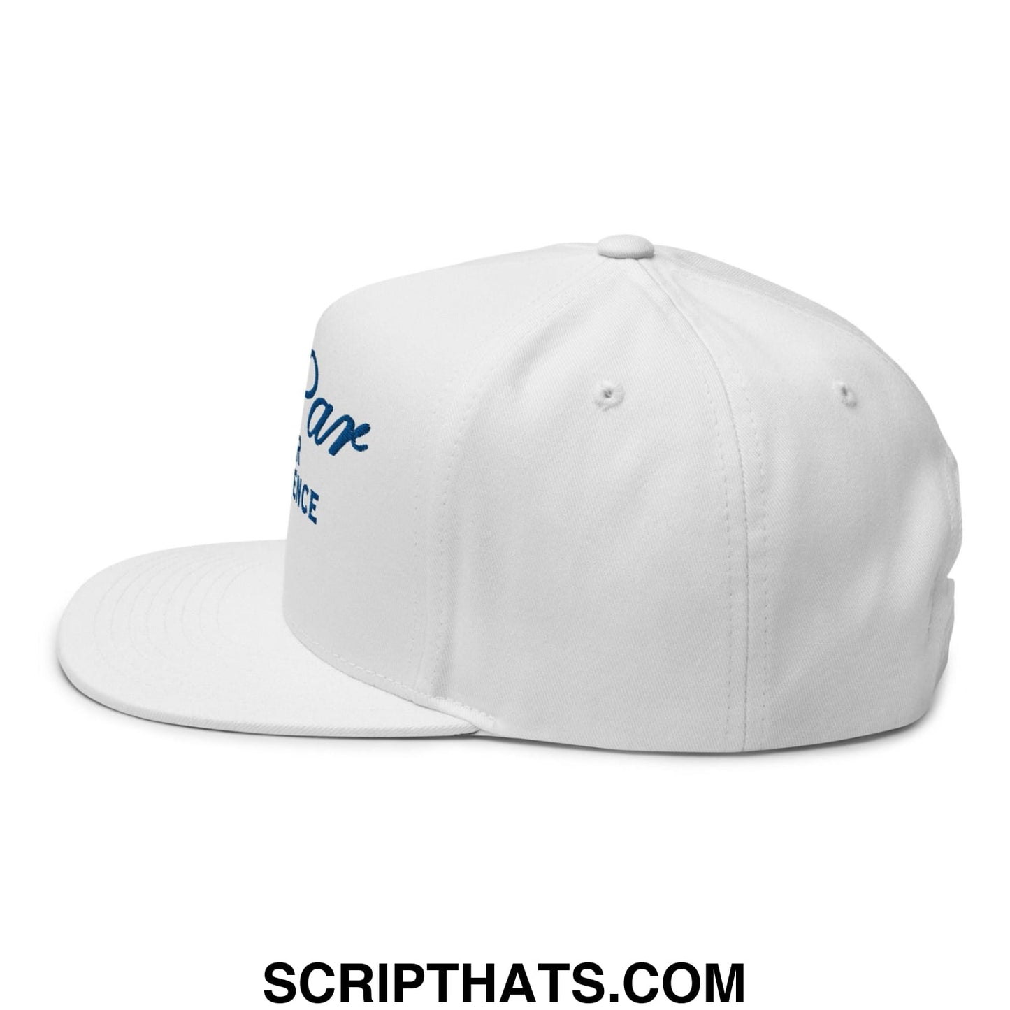 Over Par and Under the Influence Flat Bill Brim 5 Panel Snapback Hat White