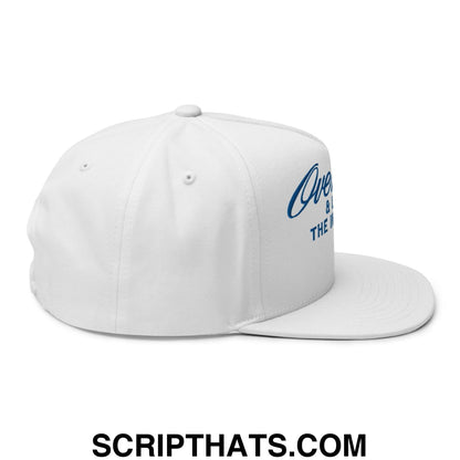 Over Par and Under the Influence Flat Bill Brim 5 Panel Snapback Hat White