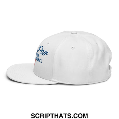Over Par and Under the Influence Flat Bill Brim Snapback Hat White