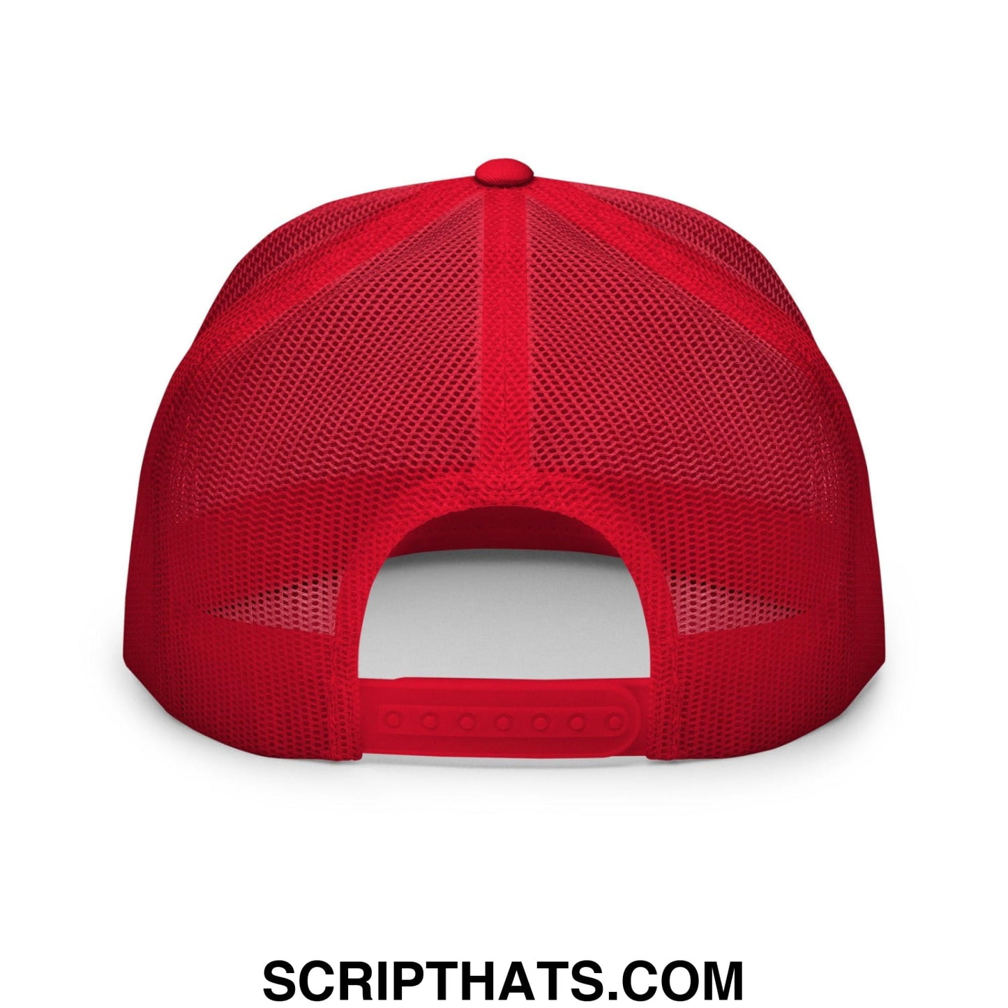 Over Par and Under the Influence Flat Bill Brim Trucker Hat Red White Red