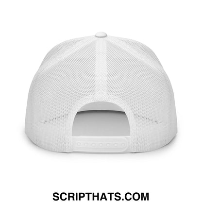 Over Par and Under the Influence Flat Bill Brim Trucker Hat White