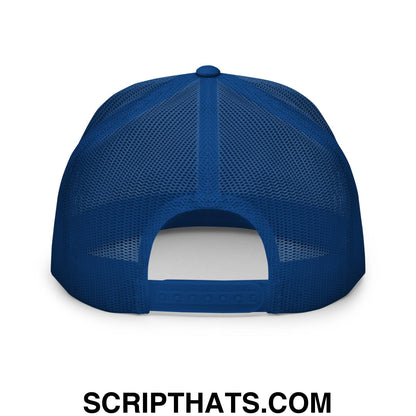 Over Par and Under the Influence Flat Bill Brim Trucker Hat Royal White Royal