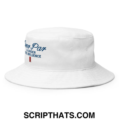Over Par and Under the Influence Golf Bucket Hat White
