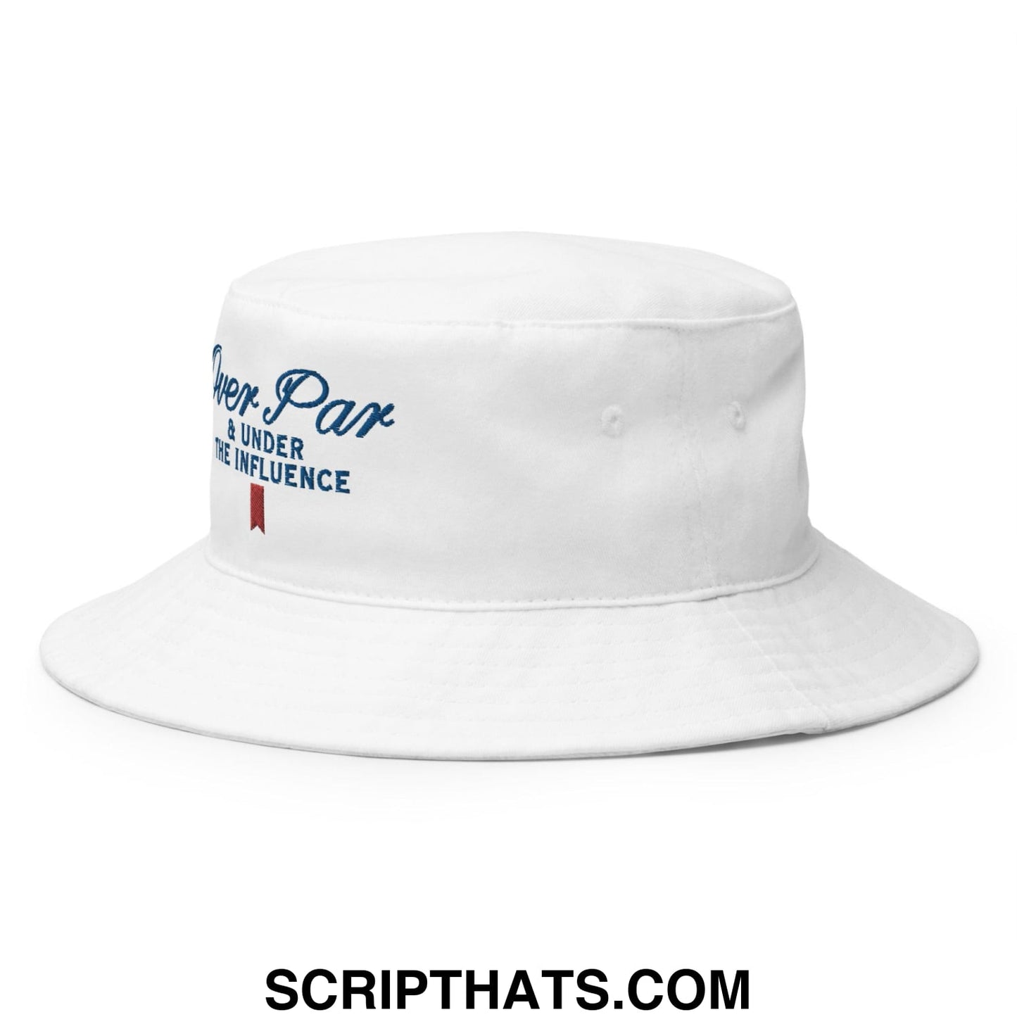 Over Par and Under the Influence Golf Bucket Hat White