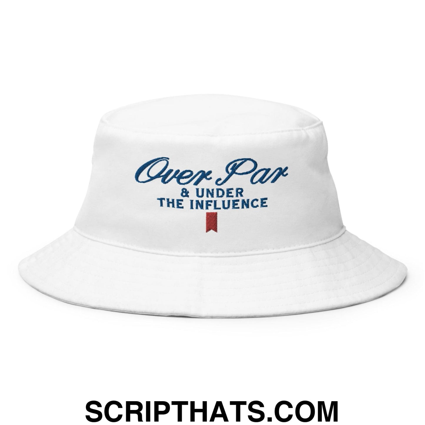 Over Par and Under the Influence Golf Bucket Hat White