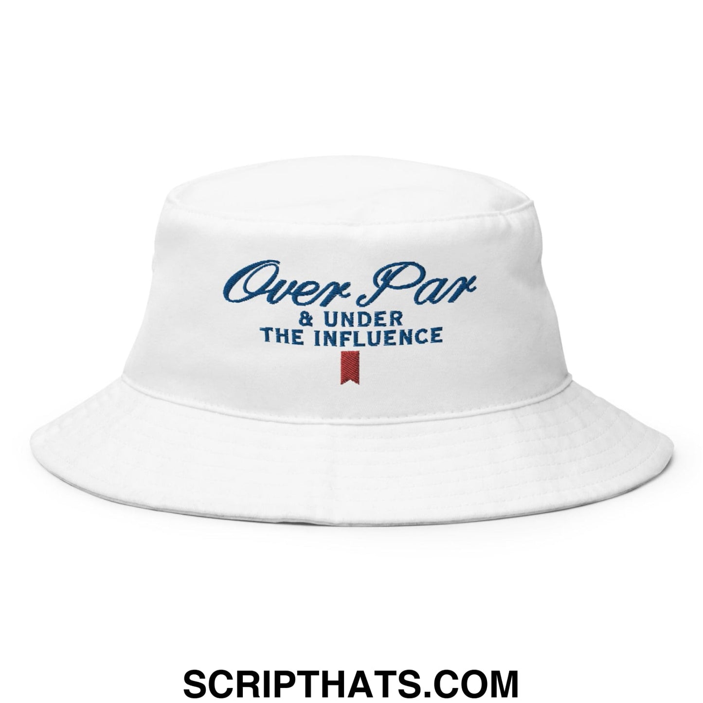 Over Par and Under the Influence Golf Bucket Hat White