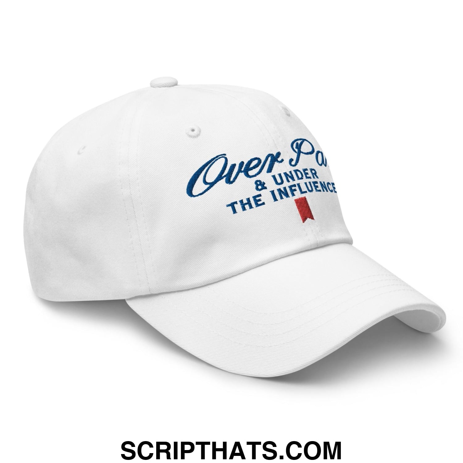 Over Par and Under the Influence Golf Dad Hat White