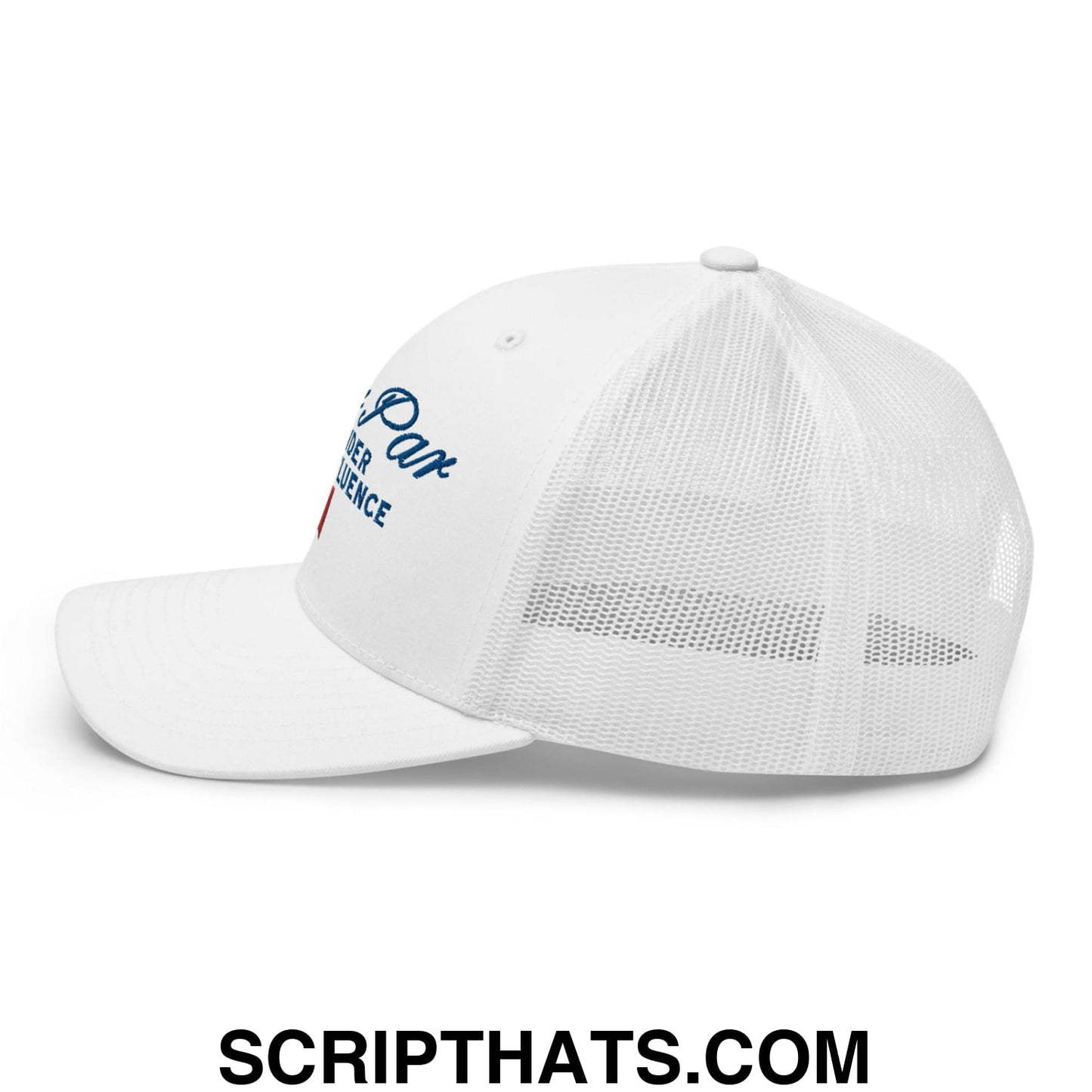 Over Par and Under the Influence Retro Trucker Hat White