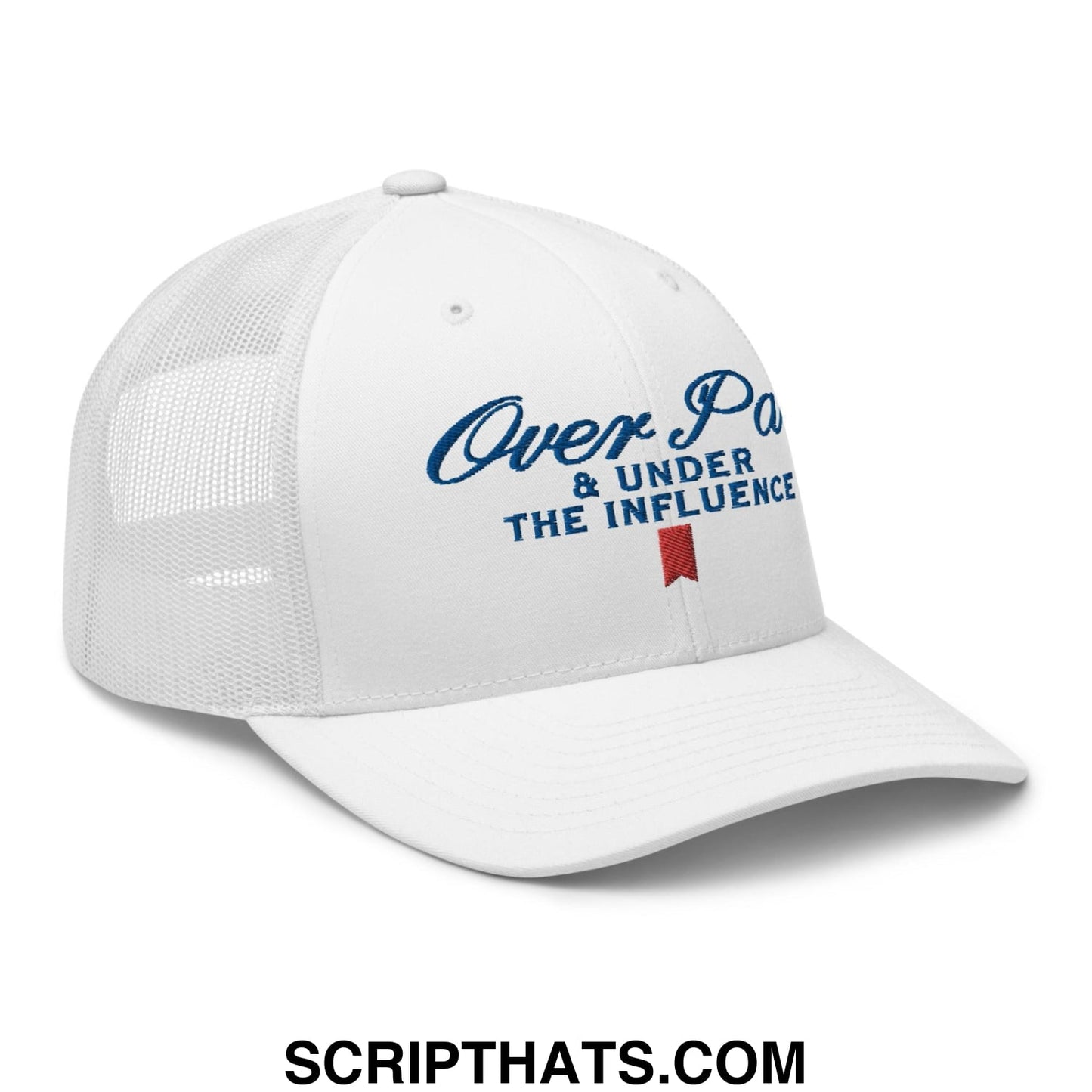 Over Par and Under the Influence Retro Trucker Hat White