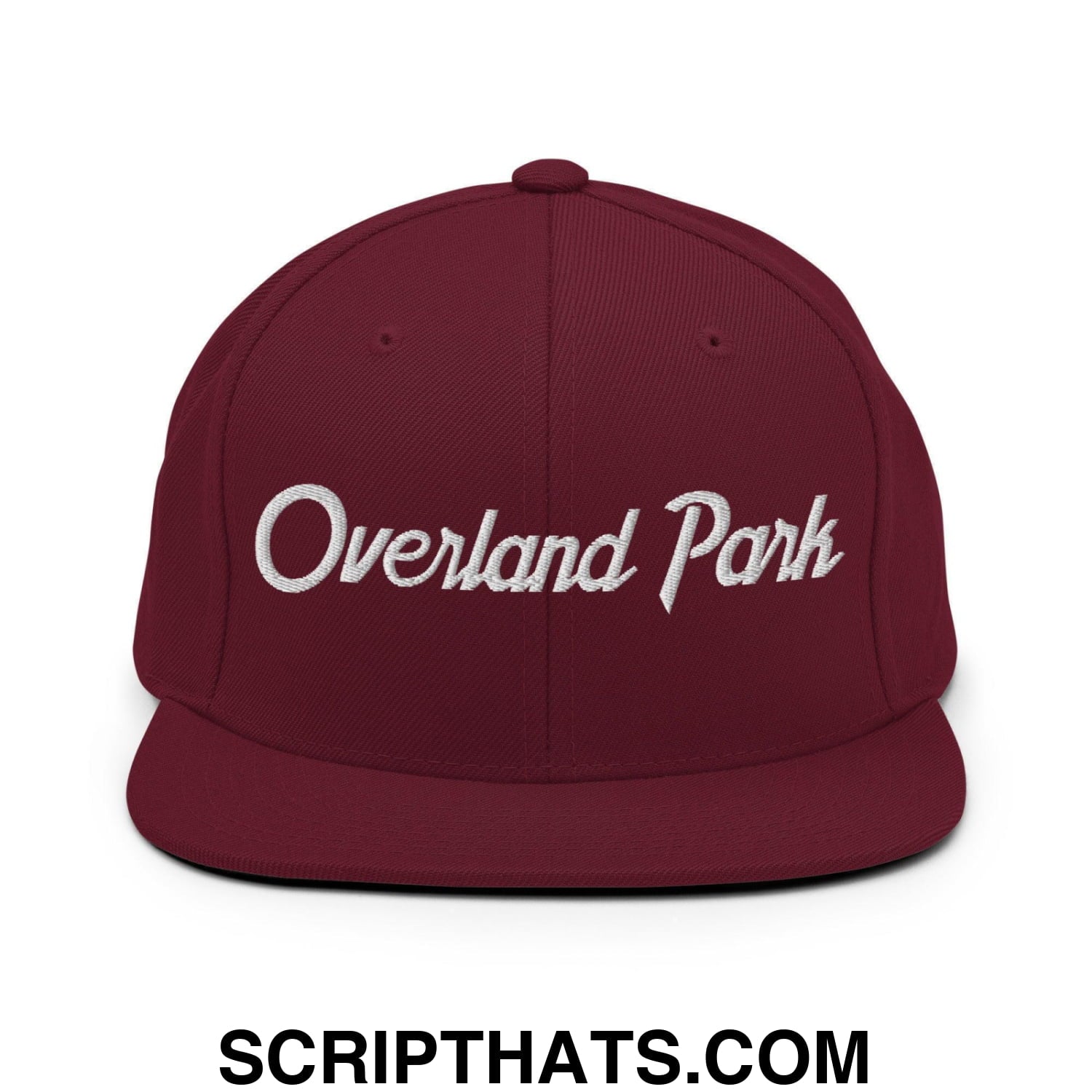 Overland Park Script Snapback Hat Maroon