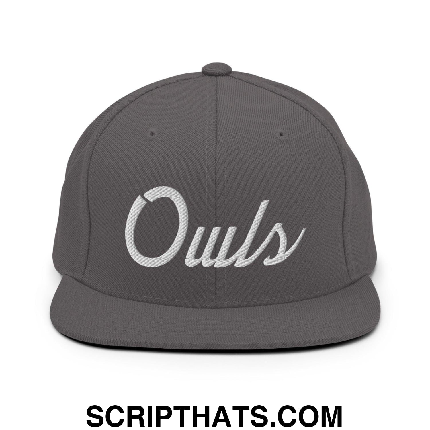 Owls School Mascot Script Snapback Hat Dark Grey