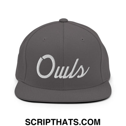 Owls School Mascot Script Snapback Hat Dark Grey