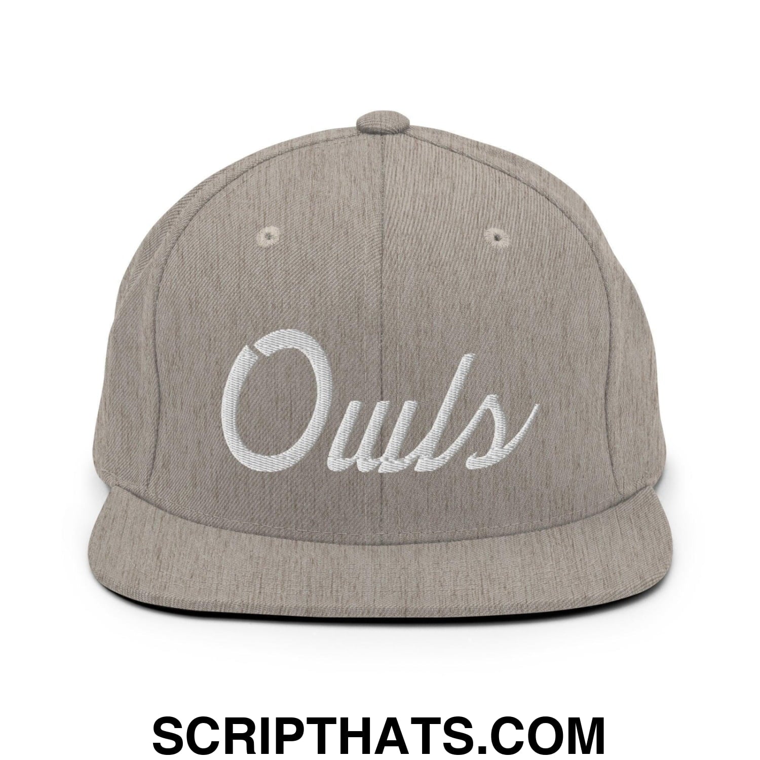 Owls School Mascot Script Snapback Hat Heather Grey
