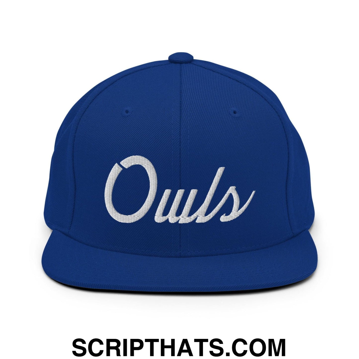 Owls School Mascot Script Snapback Hat Royal Blue