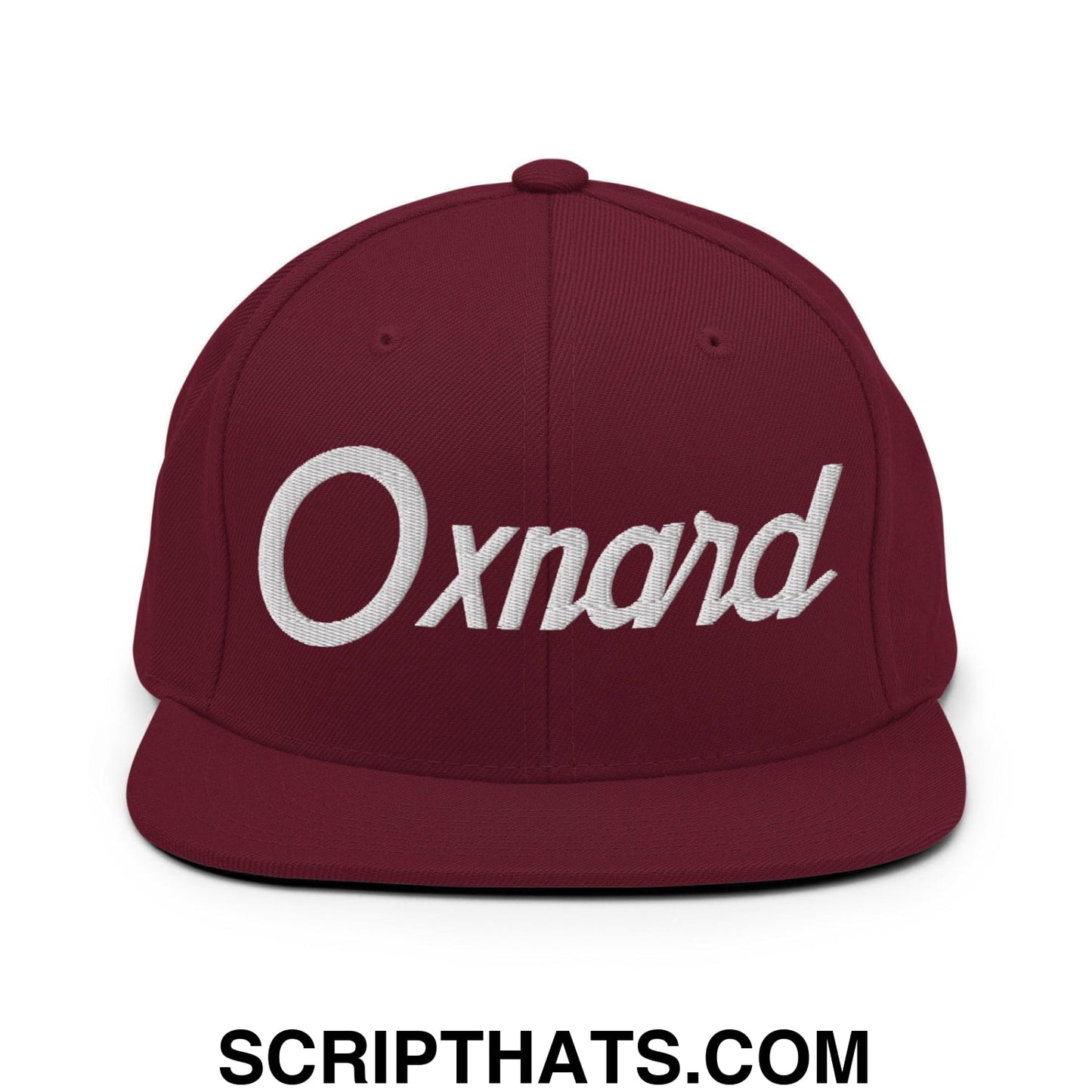 Oxnard Script Snapback Hat Maroon