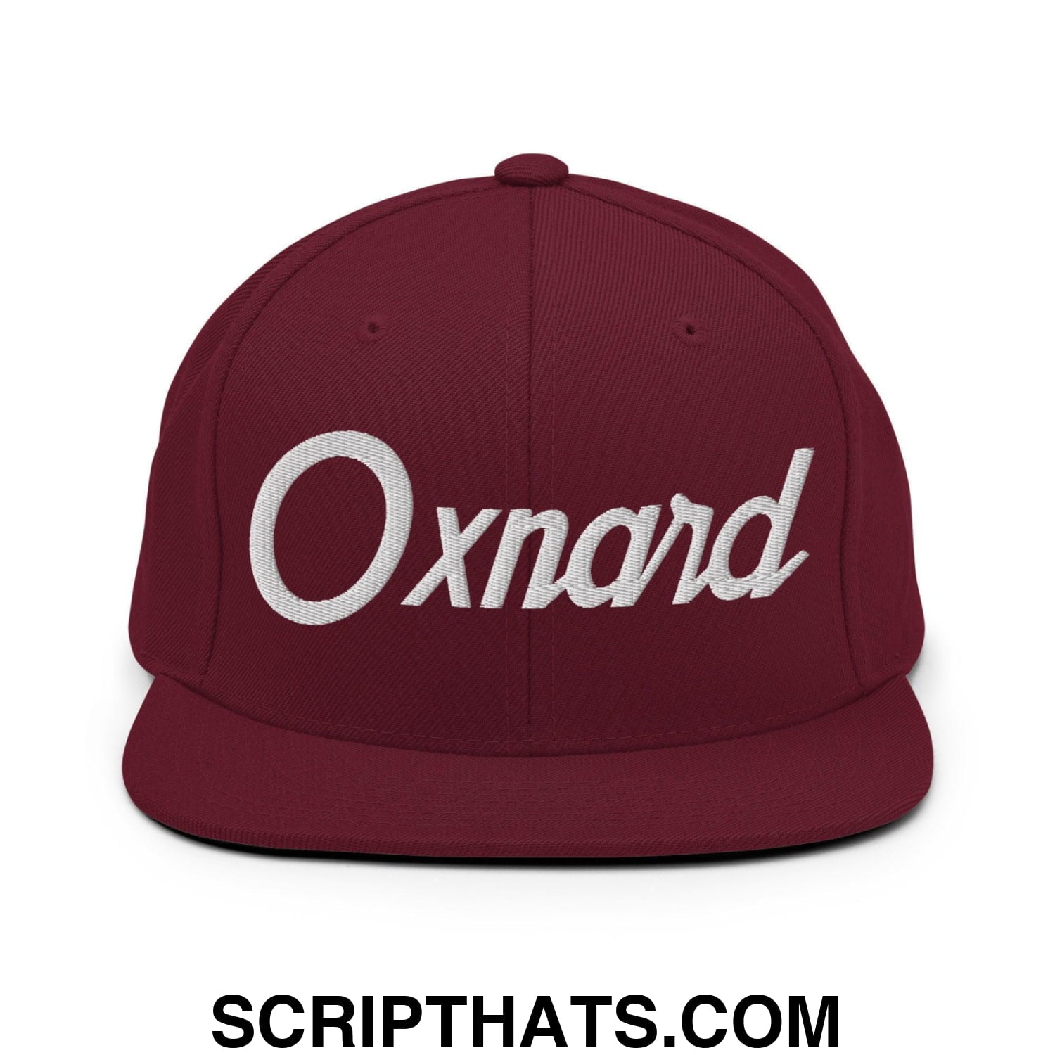 Oxnard Script Snapback Hat Maroon