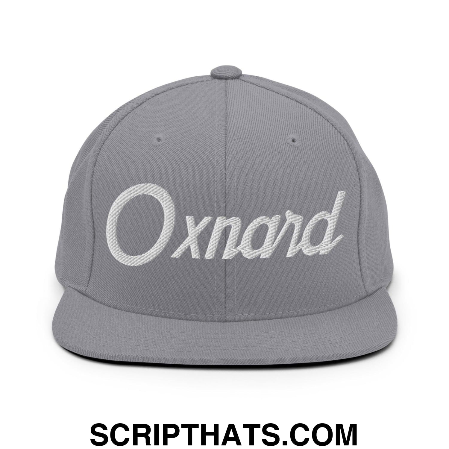Oxnard Script Snapback Hat Silver