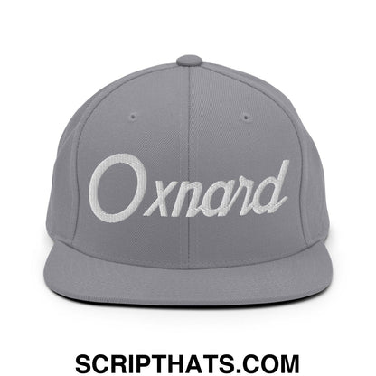 Oxnard Script Snapback Hat Silver
