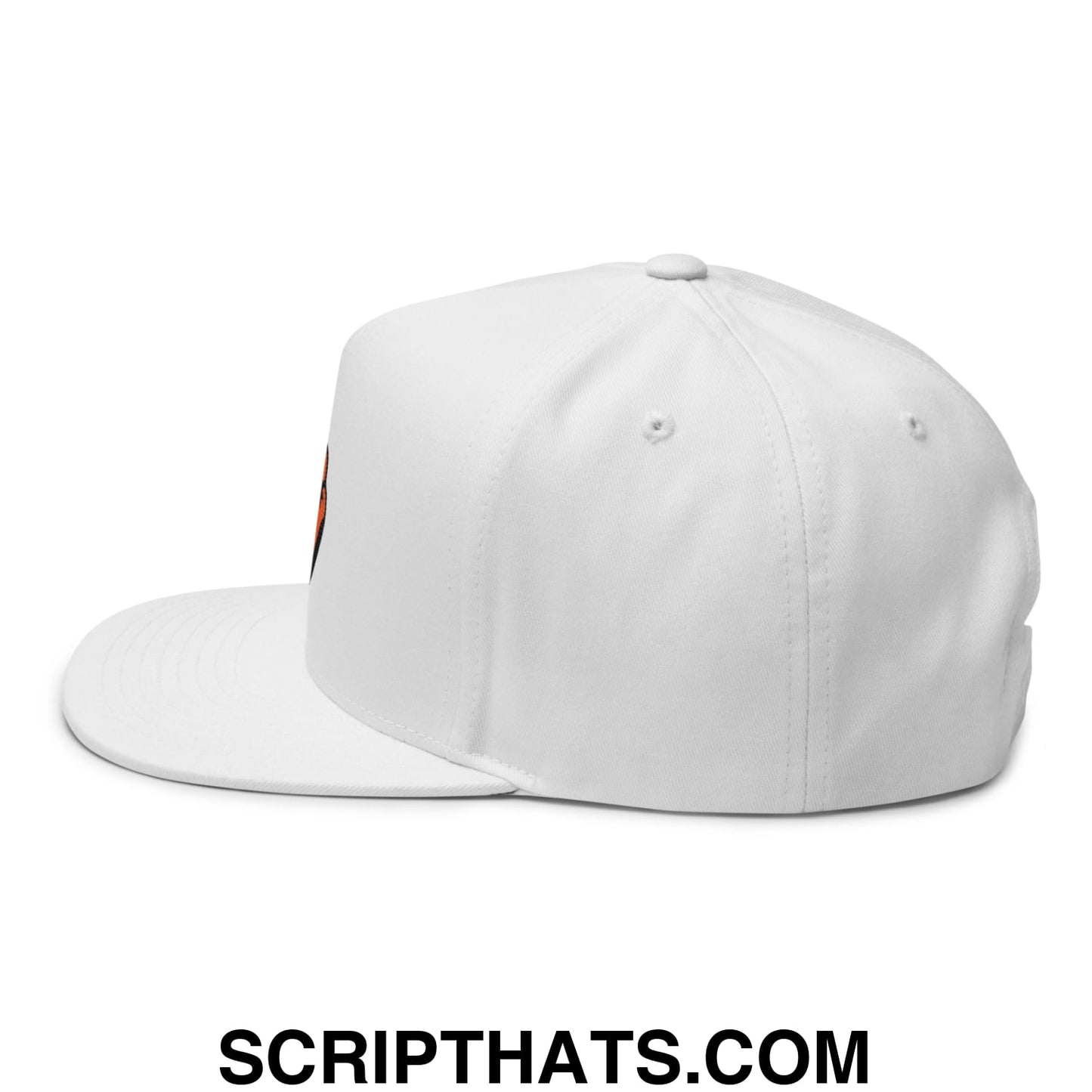 Oyster Catchers Baseball Embroidered Flat Bill Brim 5 Panel Snapback Hat White