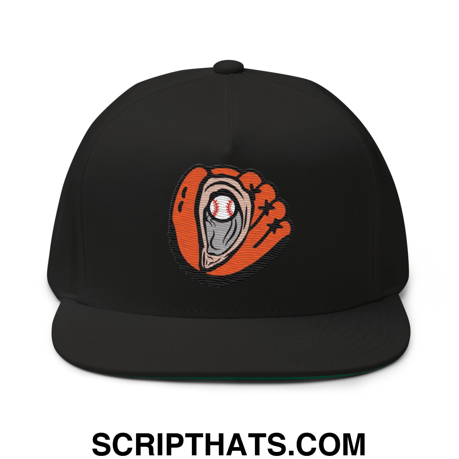 Oyster Catchers Baseball Embroidered Flat Bill Brim 5 Panel Snapback Hat Black