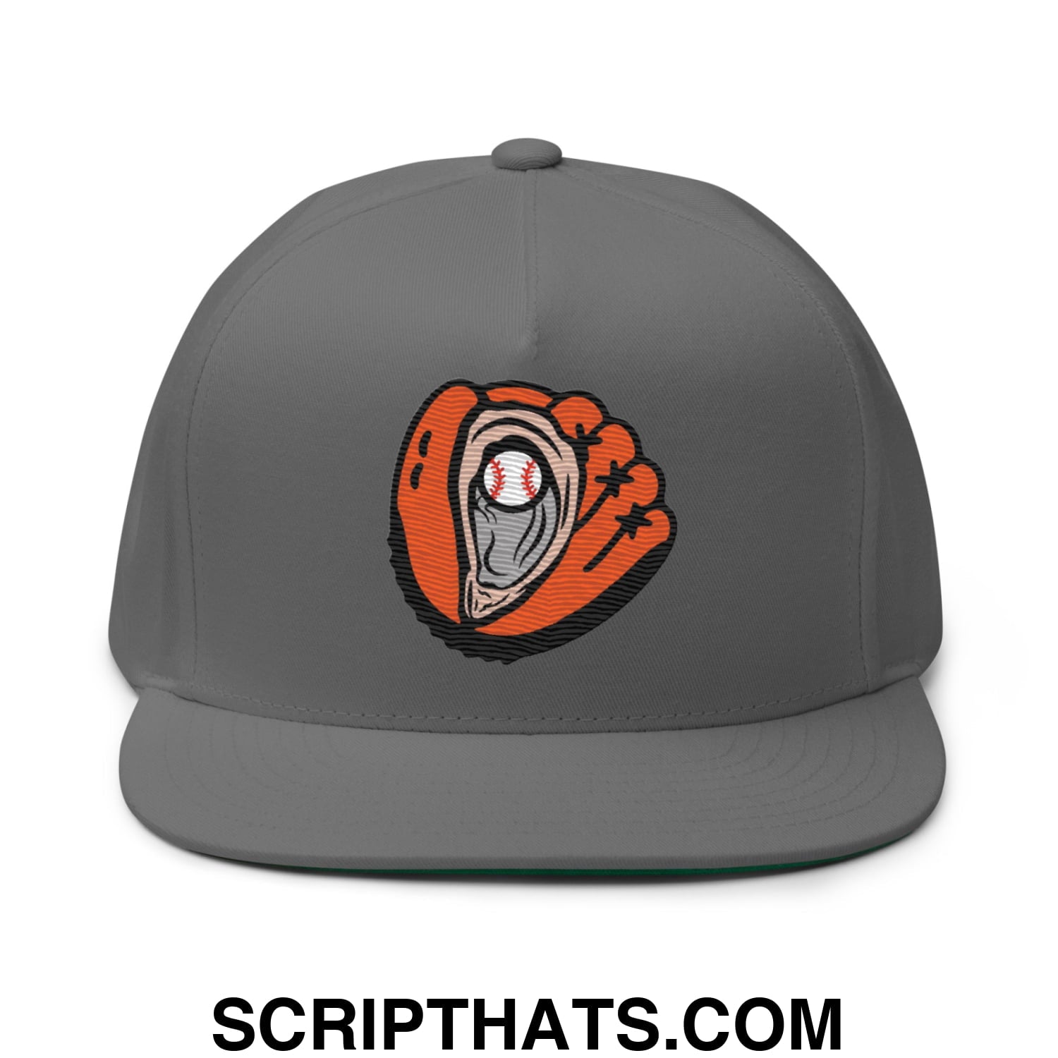 Oyster Catchers Baseball Embroidered Flat Bill Brim 5 Panel Snapback Hat Grey