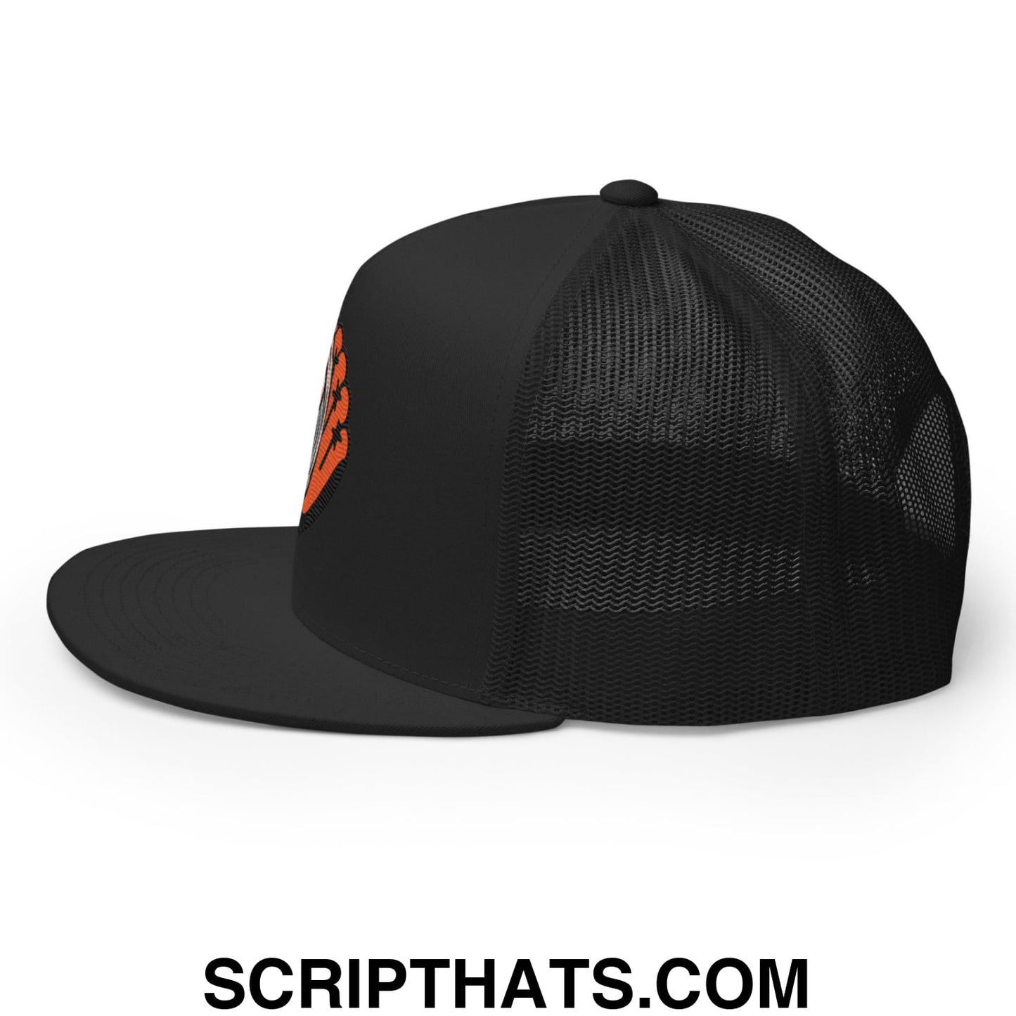 Oyster Catchers Baseball Embroidered Flat Bill Brim Mesh Trucker Hat Black