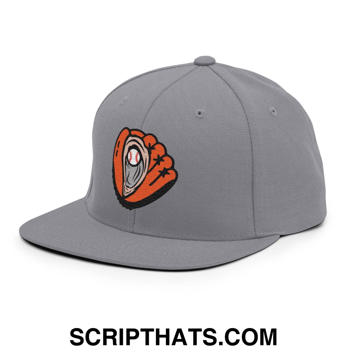 Oyster Catchers Baseball Embroidered Flat Brim Bill Snapback Hat Silver