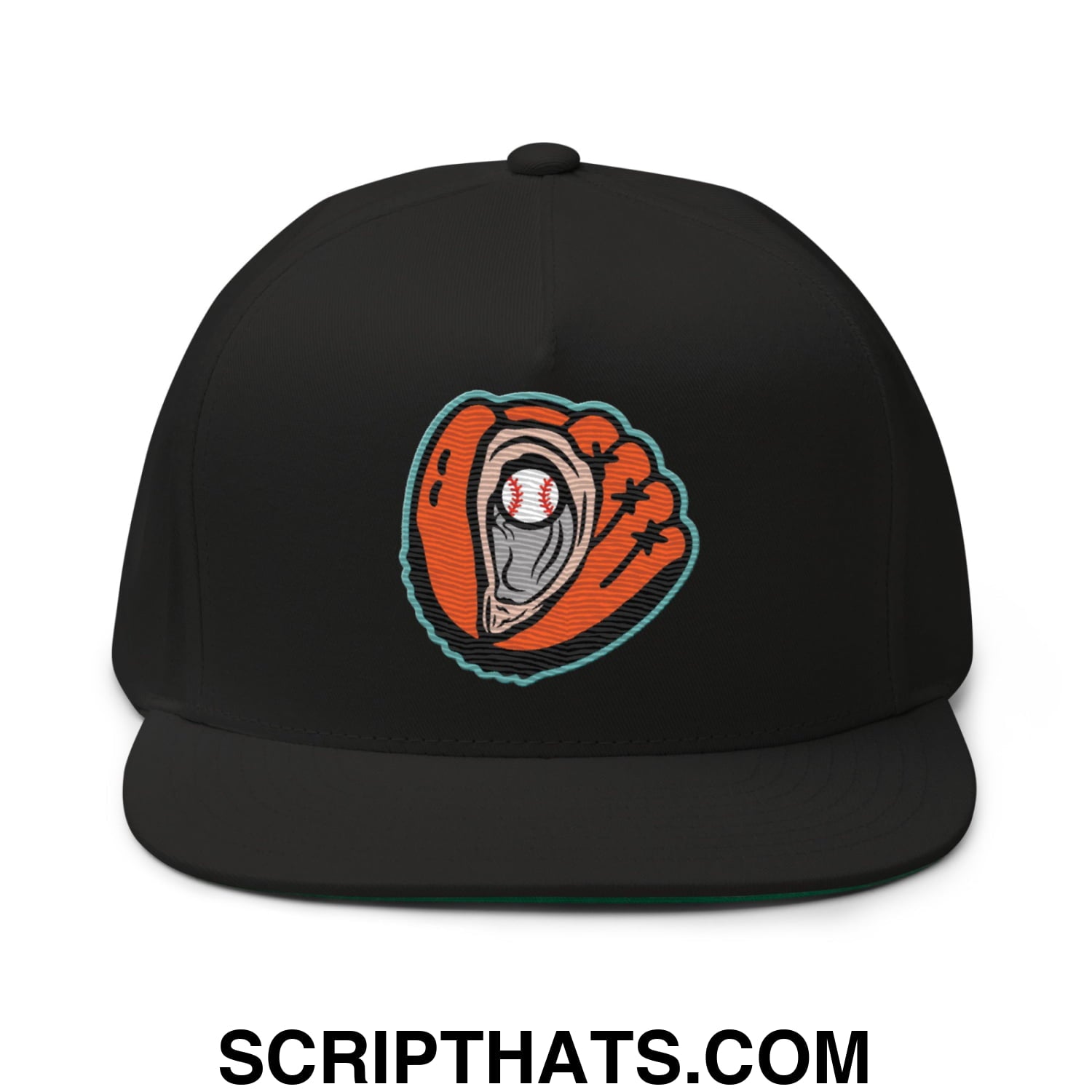 Oystercatchers Baseball Embroidered Flat Bill Brim 5 Panel Snapback Hat Black