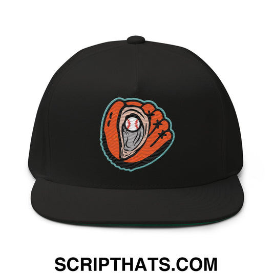 Oystercatchers Baseball Embroidered Flat Bill Brim 5 Panel Snapback Hat Black